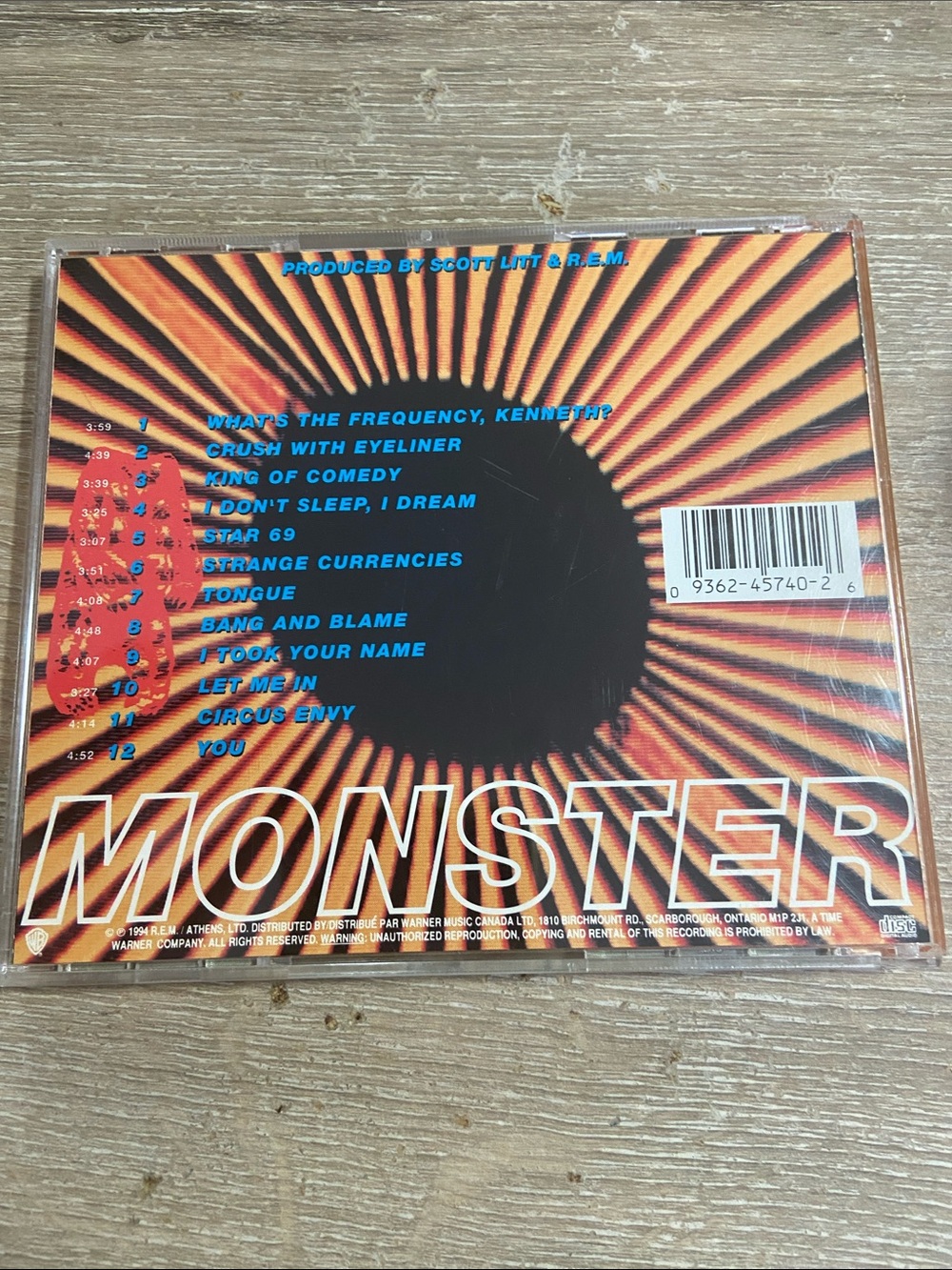 REM - Monster 1994 U.S. Pressing CD - Picture 2 of 3